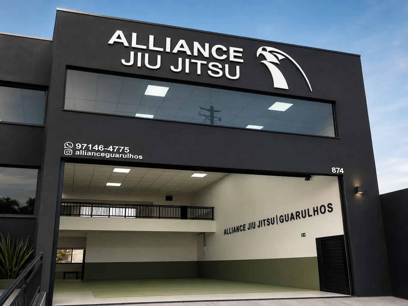 Fachada da Alliance Jiu Jitsu Guarulhos na Av. Barber Greene, 874